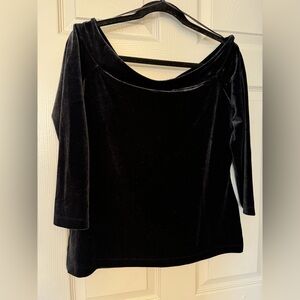 New Ann Taylor Off Shoulder Soft Black Velvet Blouse